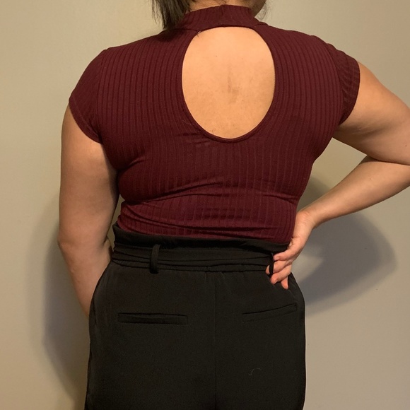 Maroon Collared Bodysuit - Picture 2 of 2